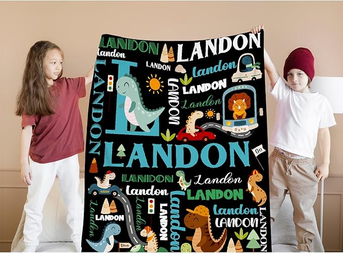 Custom Dinosaur Truck Blanket Gifts for Girls Boys Women - Super Soft Cozy Warm Throw Sheet for Couch Bed Sofa Office Decor All Season 60"x80" for Adult