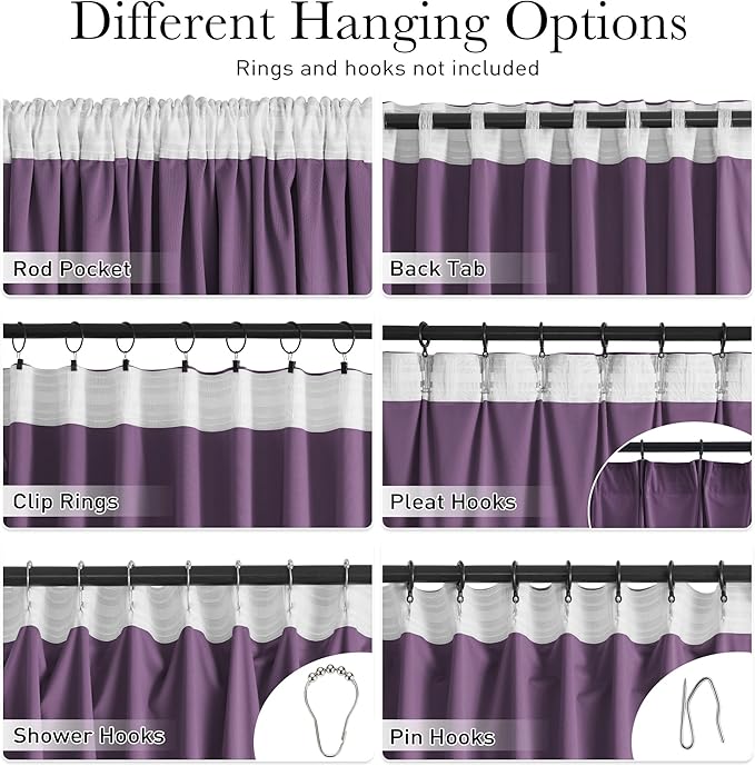 StangH Lavender Velvet Curtains 96 Inches Long, Room Darkening Soft Drapes for Bedroom, Thermal Insulated Window Treatment for Living Room, Rod Pocket Back Tab, W52xL96 inch, 2 Panels