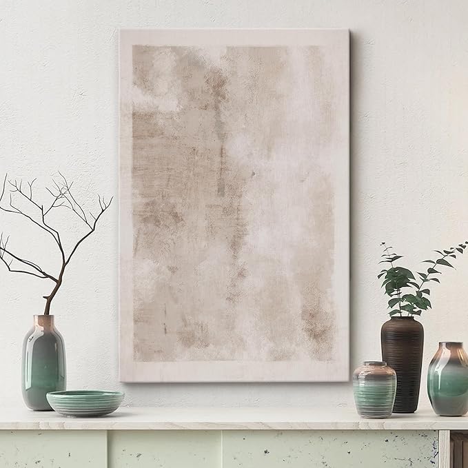 SIGNWIN Canvas Print Wall Art Faded Textured Brown & White Color Blocks Abstract Shapes Illustrations Minimalism Contemporary Nordic Decorative for Living Room, Bedroom, Office - 32"x48"