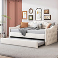 Bellemave Twin Size daybed Frame with Trundle for Adults, Kids, Girls, Teens, Tufted daybeds with Trundle for Living Room, Velvet, (Mattress not Included), Beige