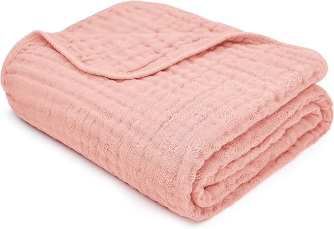 Comfy Cubs Muslin Baby Blanket - Soft, Lightweight, 6-Layer Cotton Swaddle Blankets for Newborns, Infants & Toddlers - 40" x 40" Large, Breathable & Versatile for Sleeping & Tummy Time - Lace Pink