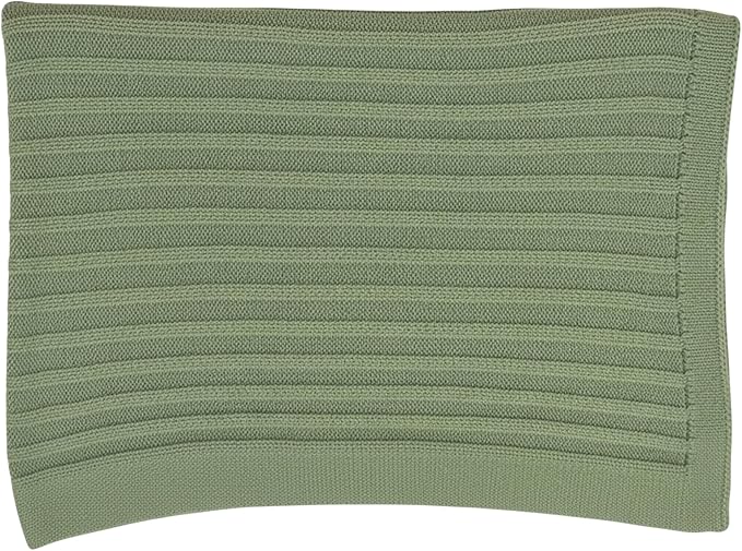 Baby Knit Blanket, 100% Cotton Ribble Patterns, Soft, Cozy, Lightweight Swaddle for Newborn & Infant Swaddling Beige Neutral, Perfect Baby Shower Ideas Sage Green 30x30