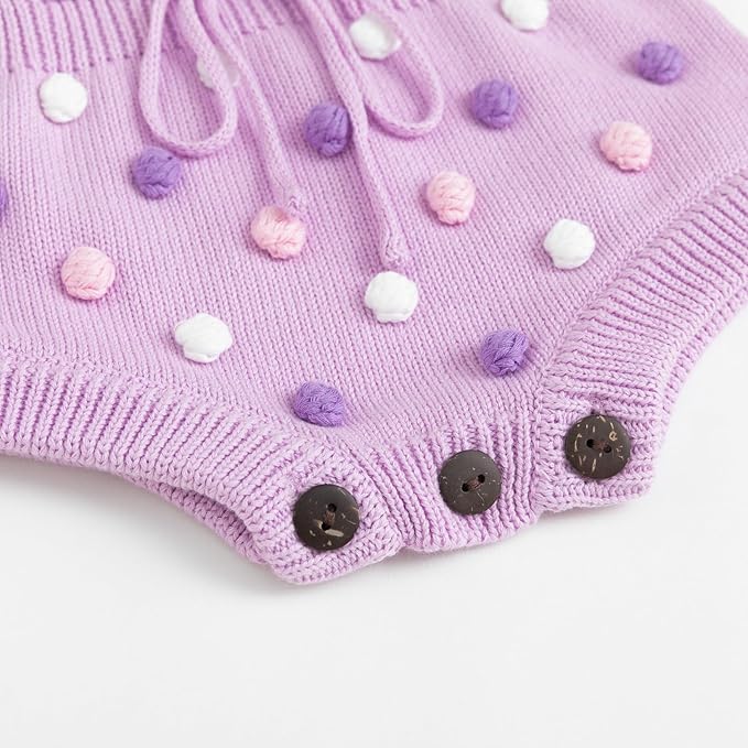 Simplee kids Baby Girl Knit Romper Fall Sleeveless Pompoms Rompers Newborn Little Girl Overall Jumpsuit Outfits