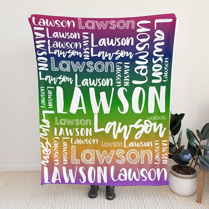Dr.TOUGH Personalized Blankets with Name Customized Baby Blankets for Girls Boys Adults Monogrammed Blankets and Throws Christmas Birthday Mothers Valentines Day Gift (Z-Colorful 05, 50''×60'')