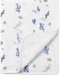 CREVENT 40''X40'' 100% Organic Cotton Muslin Baby Blanket for Newborns, Essential for Baby Shower Birthday Gift - Cactus 100X100cm