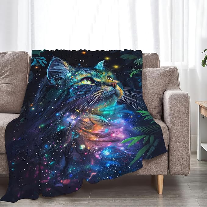 Tijuboni Cat Throw Blanket Cat Gifts for Girls Boys Women Men Kids Adults Soft Flannel Fleece Blanket for Couch Sofa Bed Home Decor 40"x50"