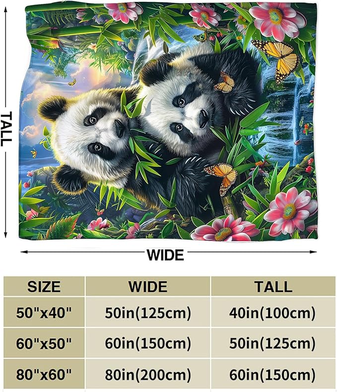 Panda Blanket Funny Pandas Gifts for Girls Boys Woman Kids Cute Panda Lover Bear Throw Blankets Soft Warm Fleece Flannel Plush Blankets for Bed Sofa Couch 50"x60"