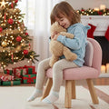 Kids Chair Toddler Chairs Comfy Sherpa Toddler Couch Sofa, Fluffy Kids Desk Chair for Drawing, Wooden Kid Reading Chairs, Boys Girls Desk Chairs for Bedroom/Playroom/Nursery/Gifts, Pink