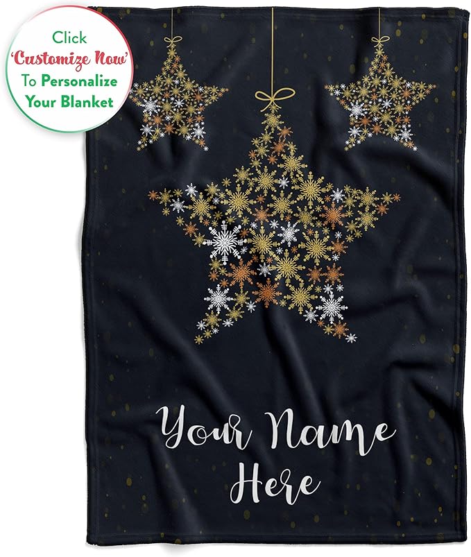 Personalized Plush Christmas Star Blanket | Cozy Fall Throw Blanket | Custom Winter Blankets | Christmas Throws | Santa Sofa Bed Throw | Customized Soft Christmas (Fleece 50x60)