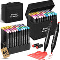 Soucolor Alcohol Markers Set, 60 Colors Dual Tip Art Alcohol Markers, School Office Teacher Supplies for Kids and Adults Coloring Drawing Sketching Book Painting Card Making Illustration