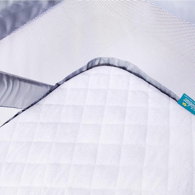 Waterproof Quilted Bassinet Mattress Pad Cover Compatible with Dream On Me Traveler/Skylar/Lotus Bassinet, 2 Pack, Ultra Soft Surface, Breathable and Easy Care