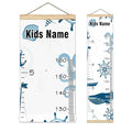 Personalized Kids Name Growth Chart Ruler for Wall Wood Frame Height Measure Chart 13.4x56 in Linen Hanging Height Growth Chart Nautical Lighthouse Sailboat Kids Room Decor