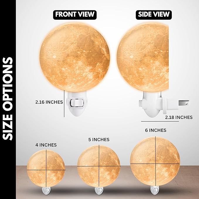 Moon Night Lights | Night Lamp LED Light | 3D Solar System NightLight, Planet Home Décor, Space Nursery, Kids Room, Space Gift, Birthday Gifts, Bedroom Decorations (Moon, 5 Inch)