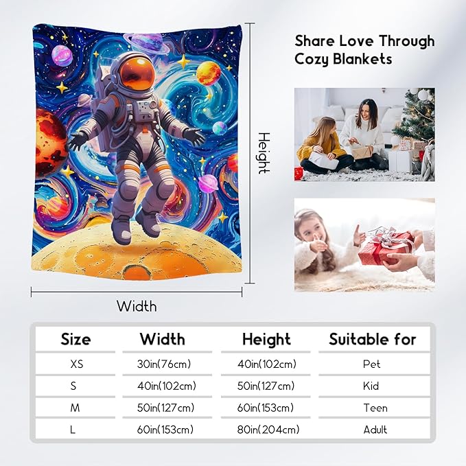 Blankets for Boys - Planet Blanket for Kids/Teens - Comfy Cozy Flannel Throws for Couch, Office - 40"x50"