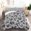 Grey Pirates Comforter Set Queen: Skull Bedding Set for Boys Kids Men Teen Bed Bedroom Dorm Nautical Gaming Samurai Ninjas Quilt 1 Comforter + 2 Pillow Cases