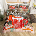 Manfei Christmas Duvet Cover Set Full Size, Snowflake Pine Print Comforter Cover with 2 Pillowcases, New Year Theme Bedding Set 3pcs for Kids Boys Girls Bedroom Decor,No Comforter