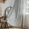 ENJOYBRIDAL Floral Curtains 96 Inches Long Grey Light Filtering Drapes Rod Pocket Bedroom Living Room Semi Sheer Window Curtains 2 Panel Sets Farmhouse Boho Cute Window Treatments