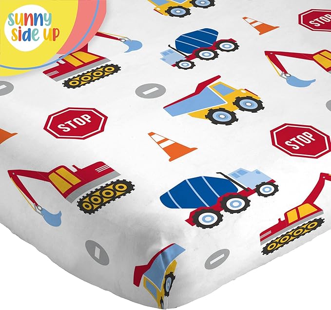 Sunny Side Up Construction Zone Twin Sheet Set - 3 Piece Kids Bedding Set Includes Pillow Cover - Super Soft Trucks Microfiber Sheets