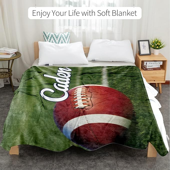 Personalized Baby Balll Soft Blanket: Custom Kids Football Design Blanket with Name and Number - Bedding Gifts for Infants Toddlers Adults 30x40inch