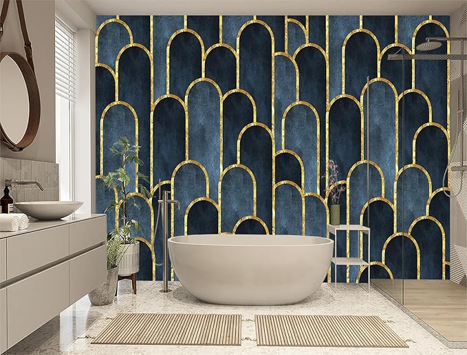 XMPMBM-Gold Geometrical Textured Fabric Wallpaper Abstraction Dark line Living Room Bedroom Bathroom Wall Mural-W 154" X H 105"（112 Square Foot）