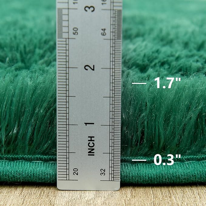 Fluffy Rug Flame Resistant 8x10 Feet, Forest Green Shaggy Rugs for Living Room Washable 8x10 Area Rugs Clearance