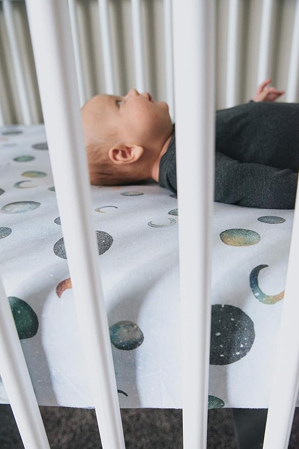Premium Fitted Knit Crib Sheet/Toddler Sheet Lunar by Copper Pearl