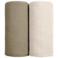 lulumoon Muslin Swaddle Blanket Baby - Cotton Swaddling Blanket Soft Baby Receiving Blankets Neutral 2Pack(Olive)