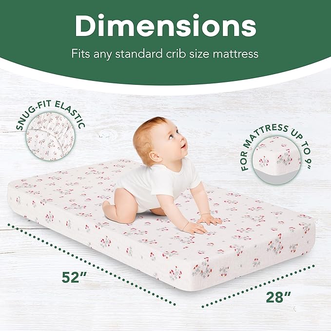 Extra Soft Muslin Fitted Crib Sheets 100% Organic Cotton Baby Crib Sheets for Standard Crib Mattress | 28 X 52 Inches | 2 Pack
