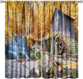 Autumn Waterfall Blackout Curtains, Landscape Fall Waterfall Outdoor Nature Art Window Drapes, for Bedroom Living Room 55" W X 63" L