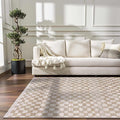 Hauteloom Benjy Living Room, Bedroom Area Rug - Farmhouse - Cream, Gold - 18" x 18"