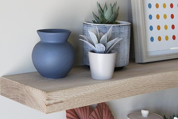 Urban Legacy Unfinished White Oak Floating Shelves | Easy to Install Accent Modern Floating Shelves with Floating Shelf Brackets| Set of 2, (48" x 7" x 2")