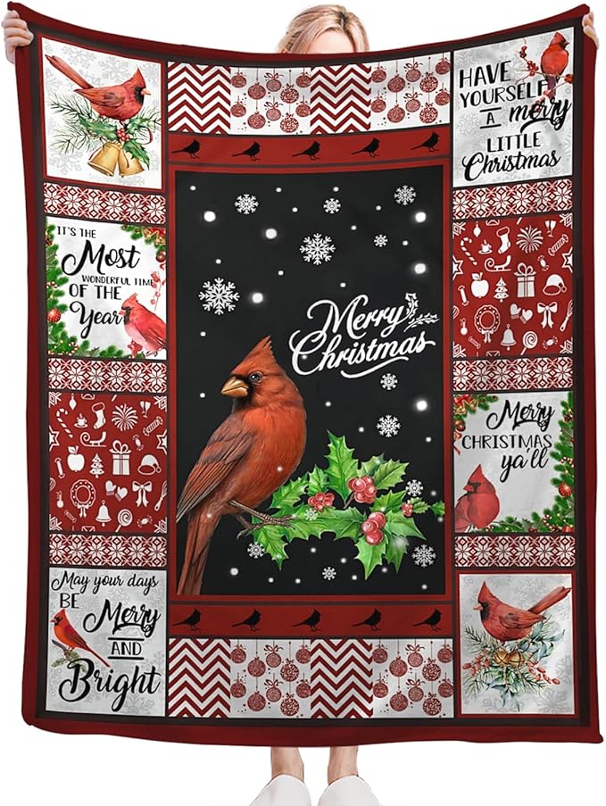 Tijuboni Cardinal Bird Throw Blanket for Girls Boys Women Men Kids Adults Soft Flannel Fleece Blanket for Couch Sofa Bed Home Decor 50"x60"