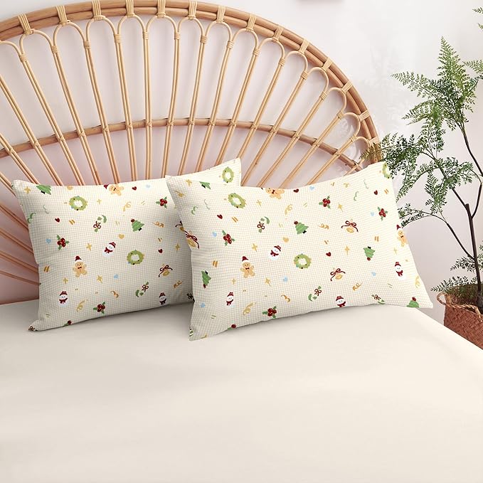Christmas Duvet Cover King Size Gingham Red Bow Christmas Tree Bedding Set Kids Boys Girls Plaid Heart Xmas Holiday Reversible Comforter Cover 3 Pieces with Zipper Closure (No Comforter)