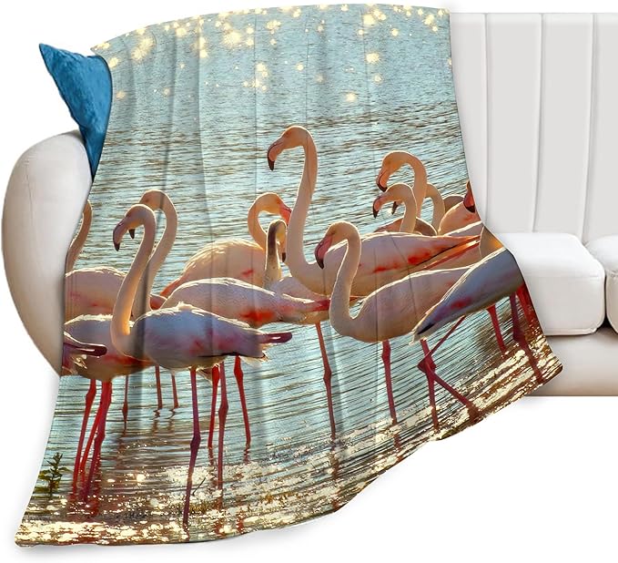 Flamingo Blanket Flamingo Gifts for Girls Boys Woman Kids Lover Ocean Coastal Throw Blankets Soft Blanket Warm Fleece Flannel Plush Blankets for Bed Sofa Couch 50"x60"
