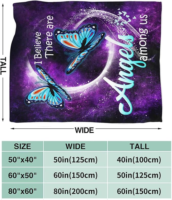 Tijuboni Butterfly Throw Blanket Blue Butterfly Gifts for Girls Boys Women Men Kids Adults Soft Flannel Fleece Blanket for Couch Sofa Bed Home Decor 50"x60"