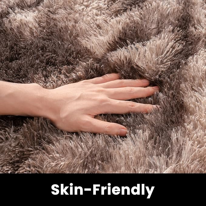 Brown Area Rugs 9x12 Living Room - Super Soft Fluffy Rug Non Slip Large 9 by 12 Area Rug for Bedroom Washable
