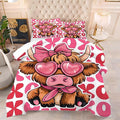 kxry Cute Cattle Comforter Set King Size Cartoon Calf Animal Bedding Sets for Girls Teens Kids Funny Animal Soft Microfiber Lightweight Comforter Set with 1 Comforter + 2 Pillow Cases