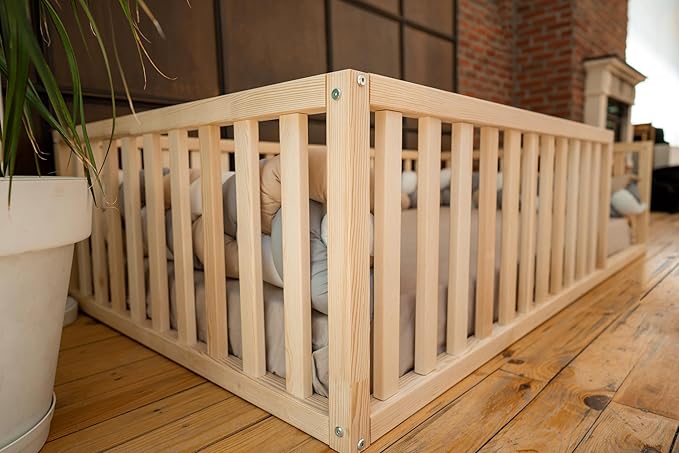 Montessori Floor Bed Small Size 52x27,5"/ Height 18.90'' | Pine Tree Toddler Bed Frame, Wood Bed Frame | Gift for Kids Room Decor (Small)