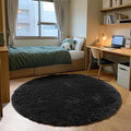 ONASAR Black Round Area Rugs 5ft, Soft Bedroom Circle Rug Floor Mats for Kids Girls Boys Teen Room, Fluffy Plush Shaggy Carpet for Baby Nursery Living Room Playroom Dorm Home Decor