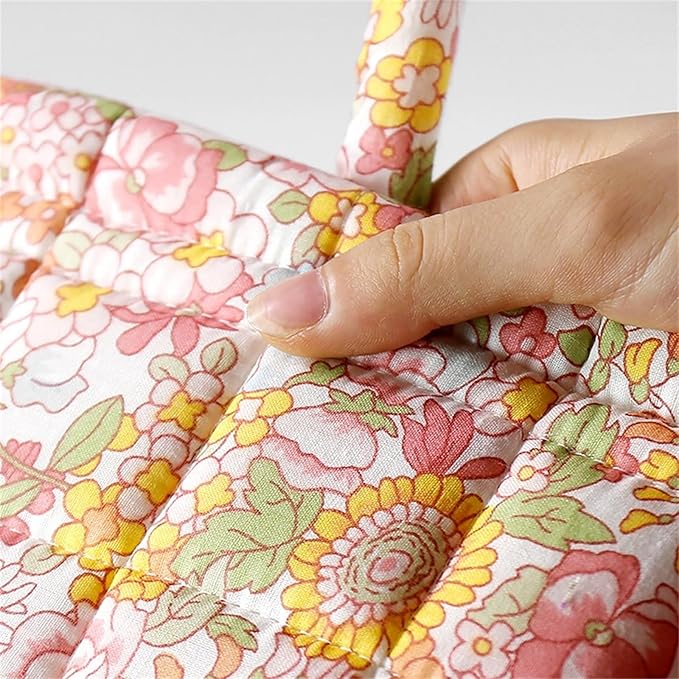 Boho Fabric Storage Basket, Collapsible Floral Laundry Nursery Hamper, Portable Folding Organizer Bin for Home Office Picnic Clothes Toys Books Sundries Storage (Floral 2)