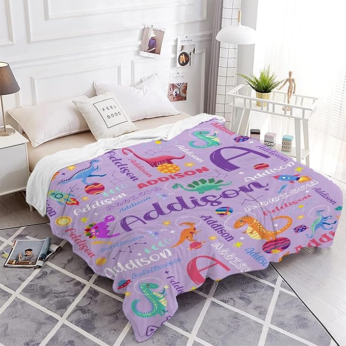 Custom Dinosaur Astronaut Blanket Gifts for Girls Boys Women - Super Soft Cozy Warm Throw Sheet for Couch Bed Sofa Office Decor All Season 40"x50" for Kids/Children