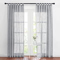 RYB HOME Grey Sheer Curtains - Linen Textured Semi Sheer Privacy Protect Light Glare Filtering Window Curtains for Bedroom Living Room, W 52 x L 84 inches, 1 Pair, Gray