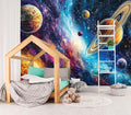 XMPMBM-Starry Sky Abstraction Art Graffiti Wallpaper Colorful Planets Nursery Room Boys Bedroom Bathroom Wall Mural- W 154" X H 105"（112 Square Foot）