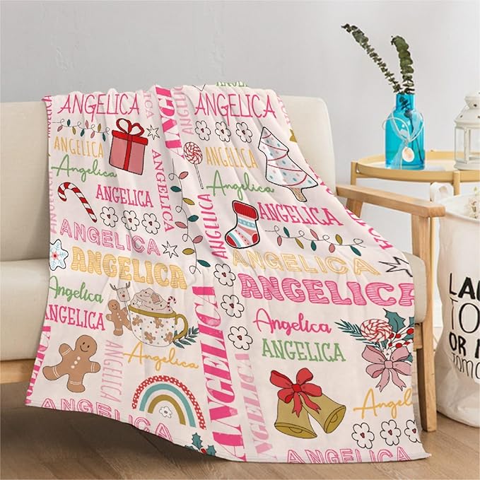 Custom Christmas Blanket | Personalized Holiday Blanket for Boys Girls | Plush Cozy Custom Name Blanket | Christmas Decor Personalized Gifts Name Blanket | 40"x50"-Kids/Throw Size