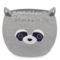 Large Basket for Nursery, Raccoon Blanket Gift Basket, Woven Rope Cotton Storage, Baby Bear Laundry 0rganizer with Ears Handles, Cute Animal Baskets Clothes Gifts Decor Storage Bins,13"D×12"H