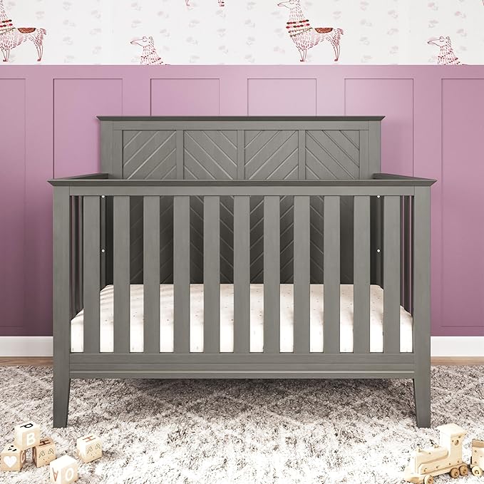 Child Craft Atwood 4-in-1 Convertible Crib, Baby Crib Converts to Day Bed, Toddler Bed and Full Size Bed, 3 Adjustable Mattress Positions, Non-Toxic, Baby Safe Finish (Lunar Gray)