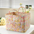 Boho Fabric Storage Basket, Collapsible Floral Laundry Nursery Hamper, Portable Folding Organizer Bin for Home Office Picnic Clothes Toys Books Sundries Storage (Floral 4)