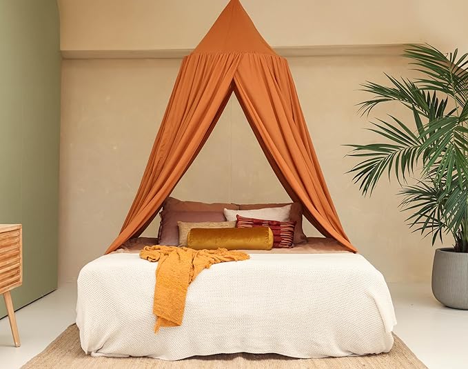 Caramel Bed Canopy for Queen and King-Sized Beds | Bedroom Decoration for Teens or Adults | Conical Shape Insect Netting | Mosquito Net in Multiple Colors and Sizes