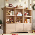 Kids Bookshelf and Toy Organizer, 2 Tier Kids Book Shelf for Kid Rooms with 2 Doors, 6 Cubes Storage Organizer,Wood Children Bookcase,Freestanding Toddler Book Display Shelf for Playroom