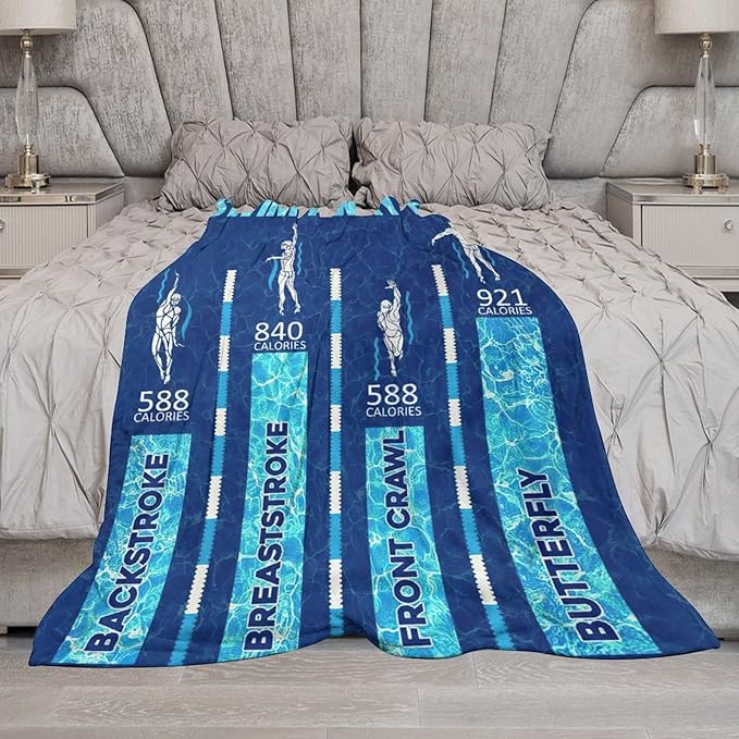 Swimming Blanket Swim Gifts for Girls/Swimmer Sport Throw Blankets Soft Blanket Warm Fleece Flannel Plush Blankets for Bed Sofa Couch 50"x60"